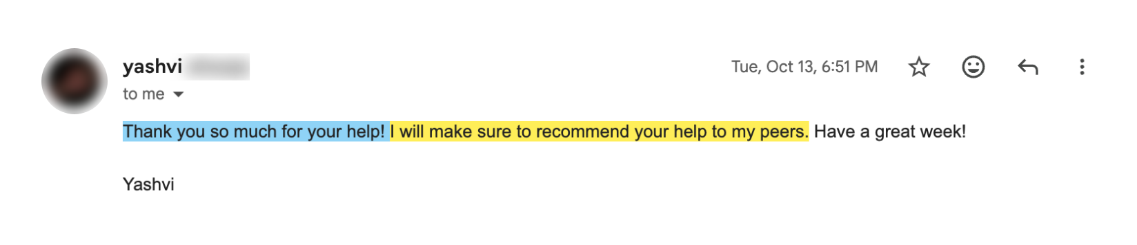 Student email after a written essay edit