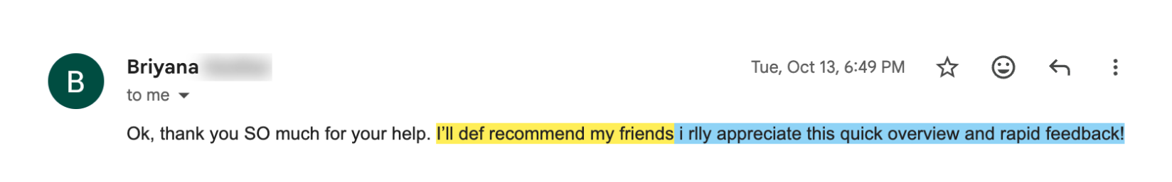 Student email after a written essay edit