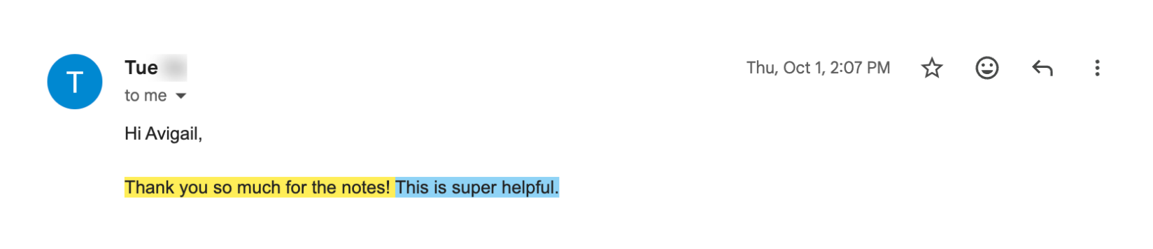 Student email after a written essay edit