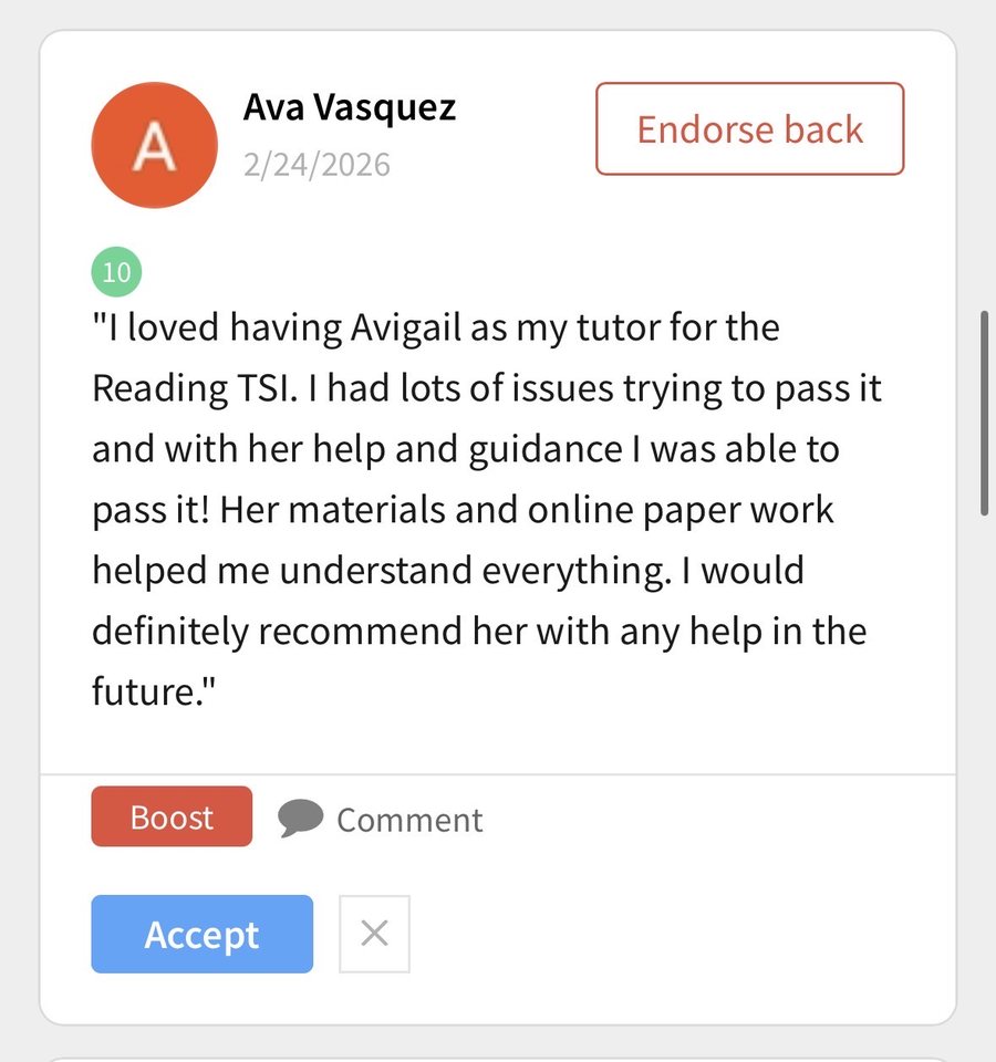 Written endorsement from Ava Vasquez