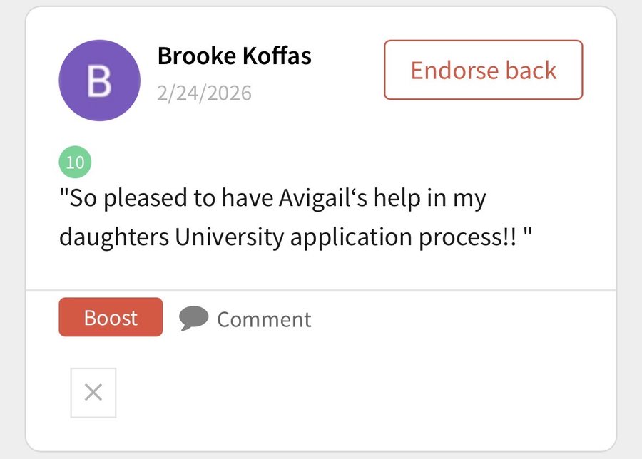 Written endorsement from Brooke Koffas