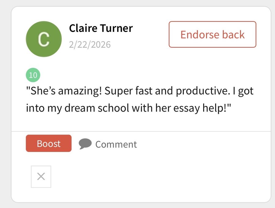 Written endorsement from Claire Turner