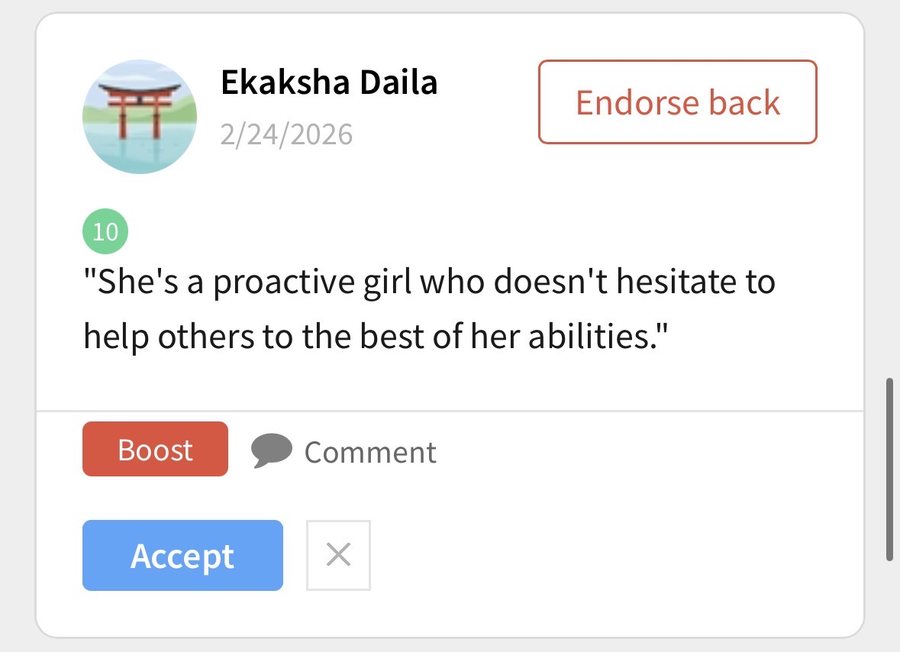 Written endorsement from Ekaksha Daila
