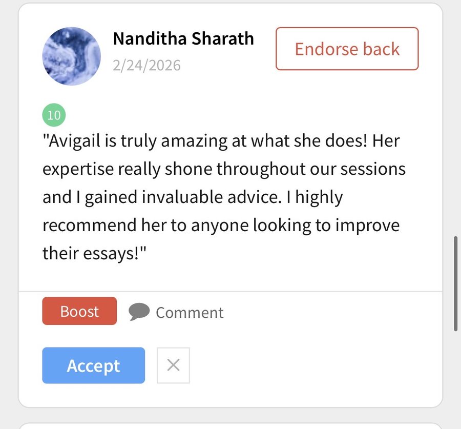 Written endorsement from Nanditha Sharath