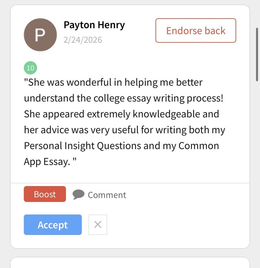 Written endorsement from Payton Henry