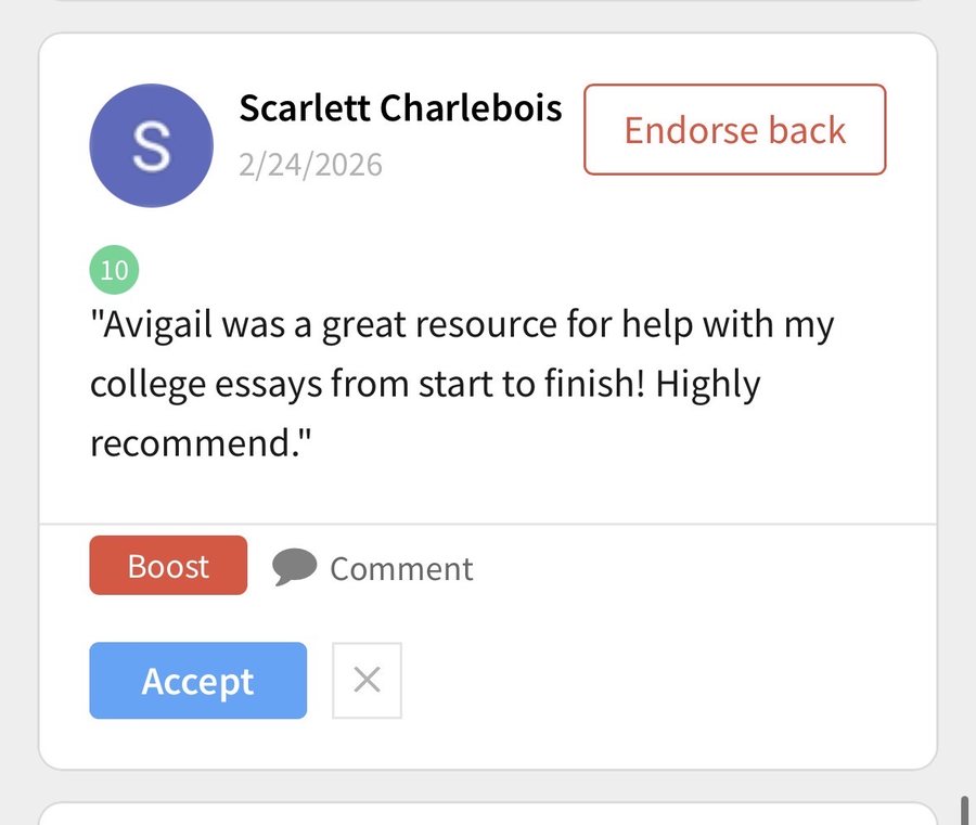 Written endorsement from Scarlett Charlebois