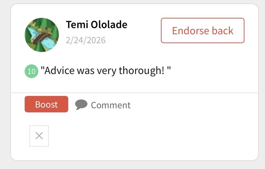 Written endorsement from Temi Ololade
