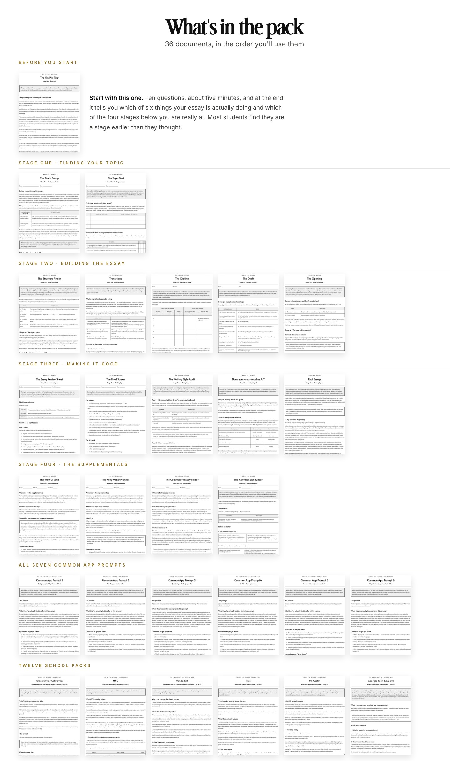 Every document in the pack, in the order you use them