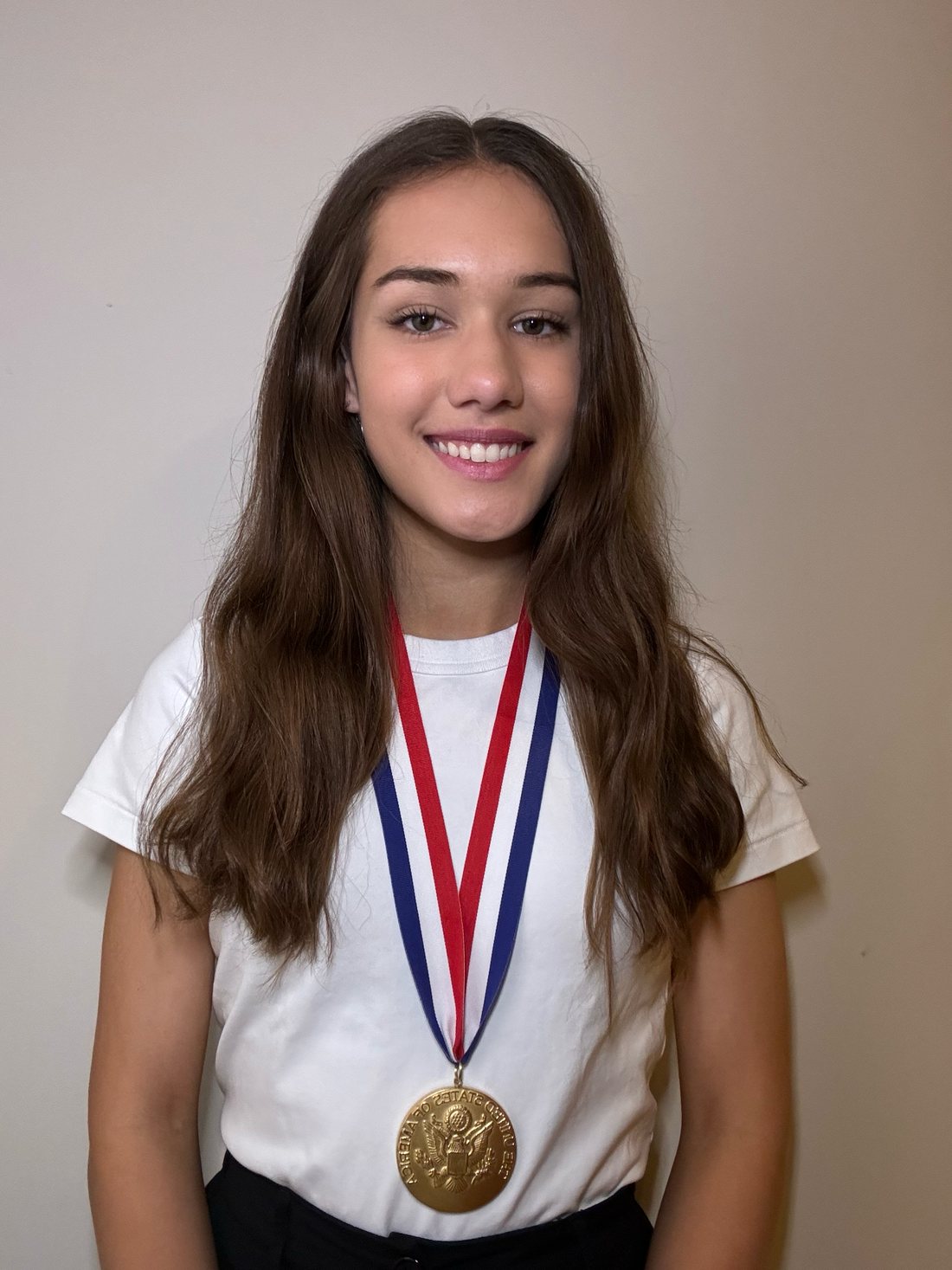 Avigail wearing her U.S. Presidential Scholar medal