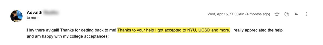 NYU and UC San Diego acceptance