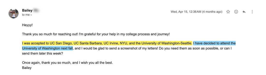 University of Washington, Seattle acceptance