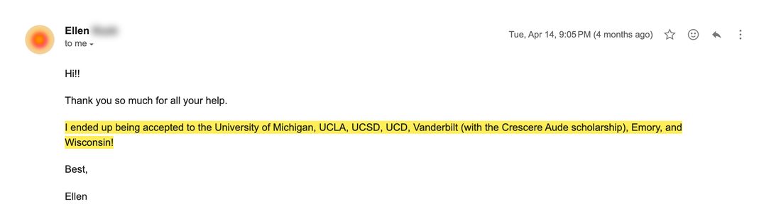 Vanderbilt, Michigan, UCLA, Emory acceptance