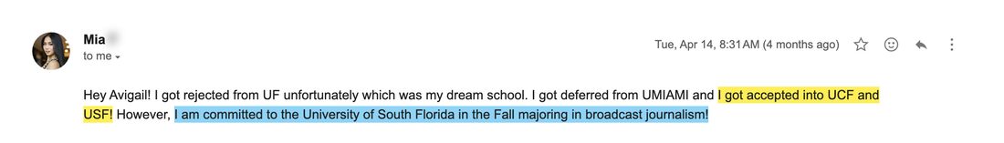University of South Florida acceptance
