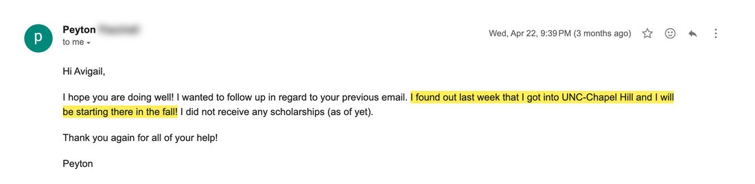 UNC Chapel Hill acceptance